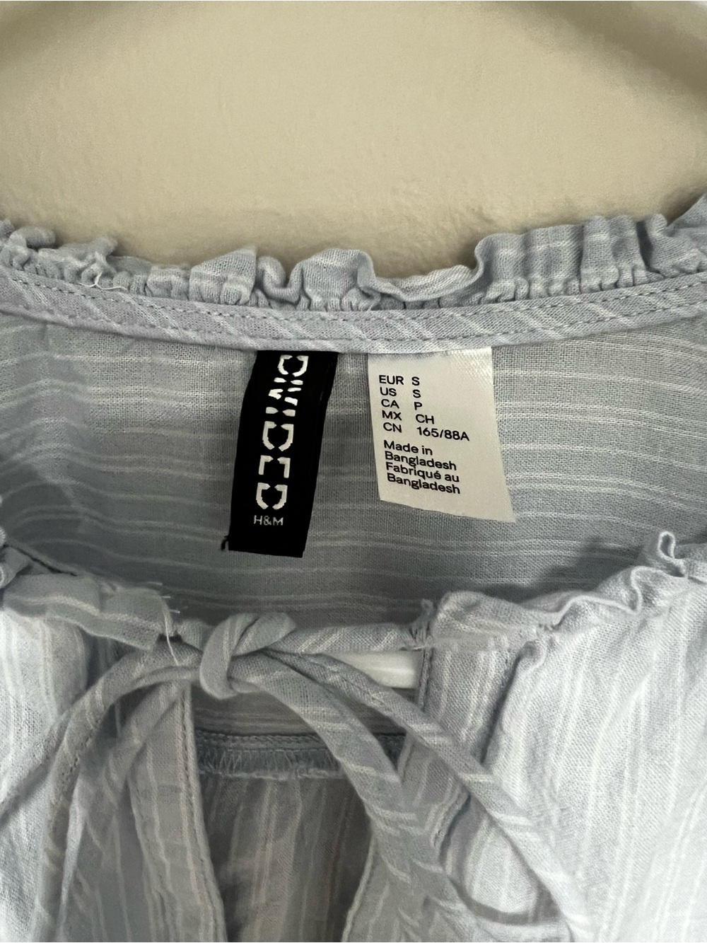 H&M Light Blue Striped Peasant Top - Picture 4 of 5
